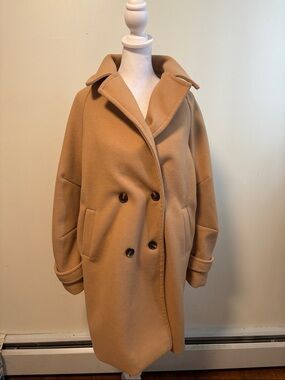 Men’s  Double-Breasted Camel Wool Looking Coat